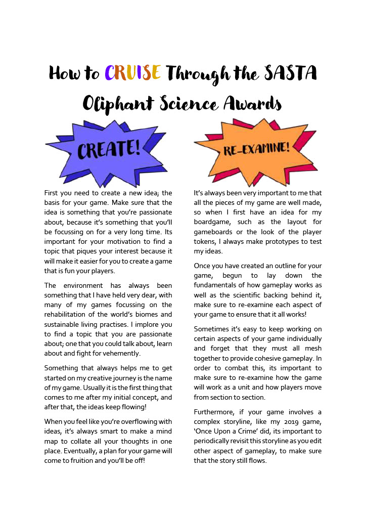 Page1_How to CRUISE Through the SASTA Oliphant Awards